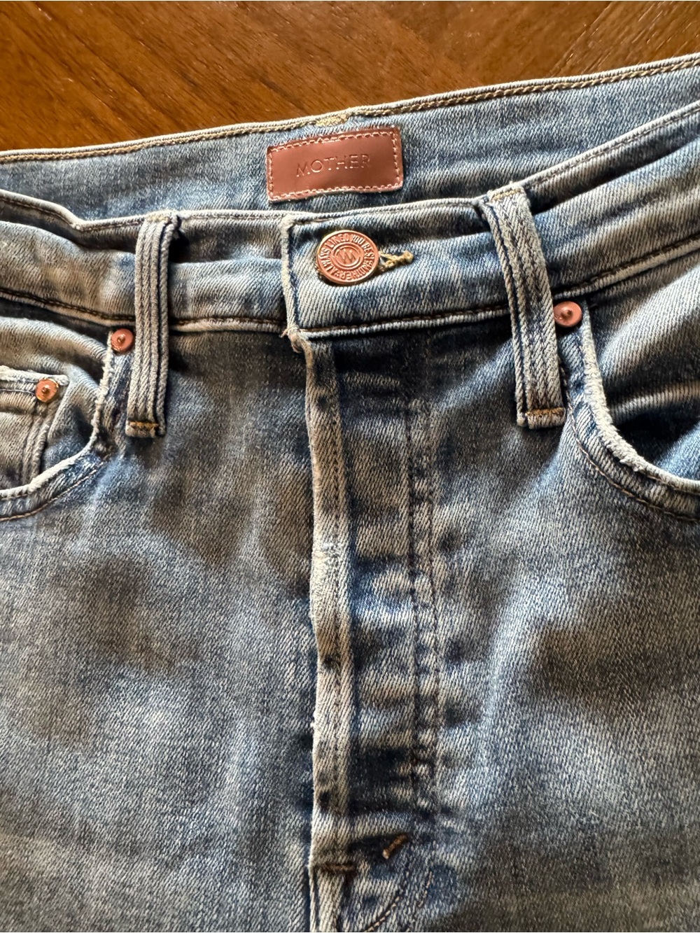 Mother Tomcat Roller Ankle Wide Leg Jeans Sz 25 Bonfire Lighting Blue Button Fly - Picture 3 of 8